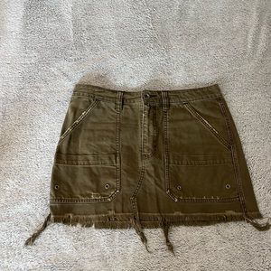 Free people olive green mini Jean skirt